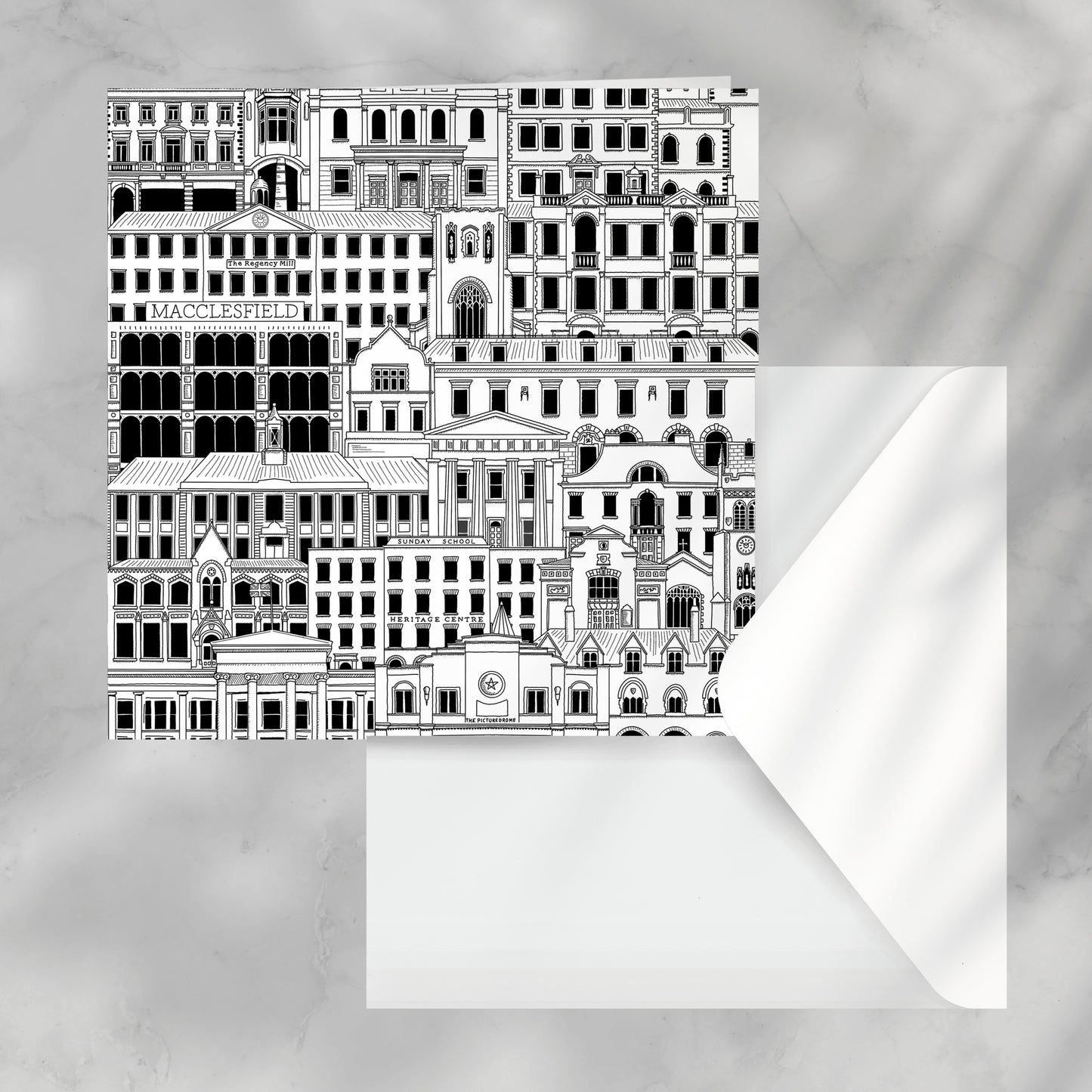 Macclesfield Architecture Greeting Card, Blank inside.