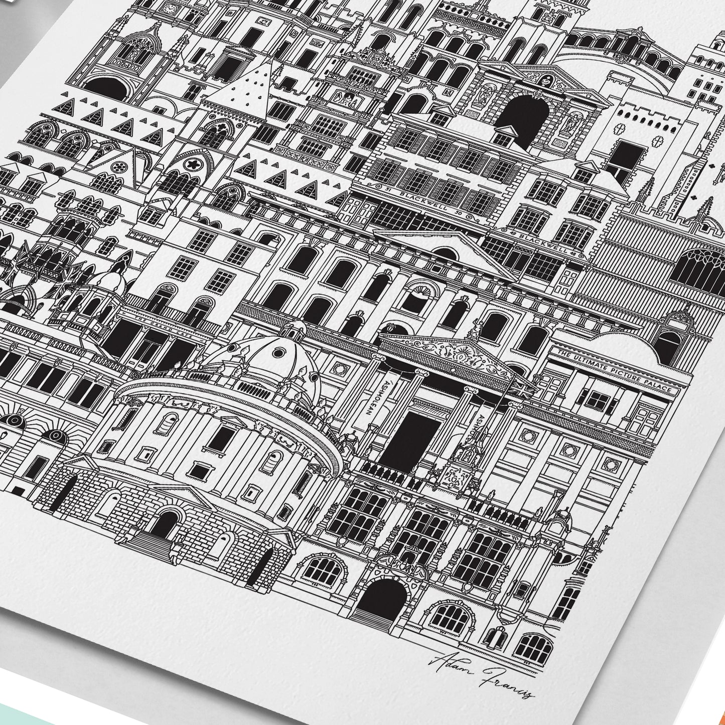 Oxford City Art Print – Iconic University & Historic Buildings Illustration
