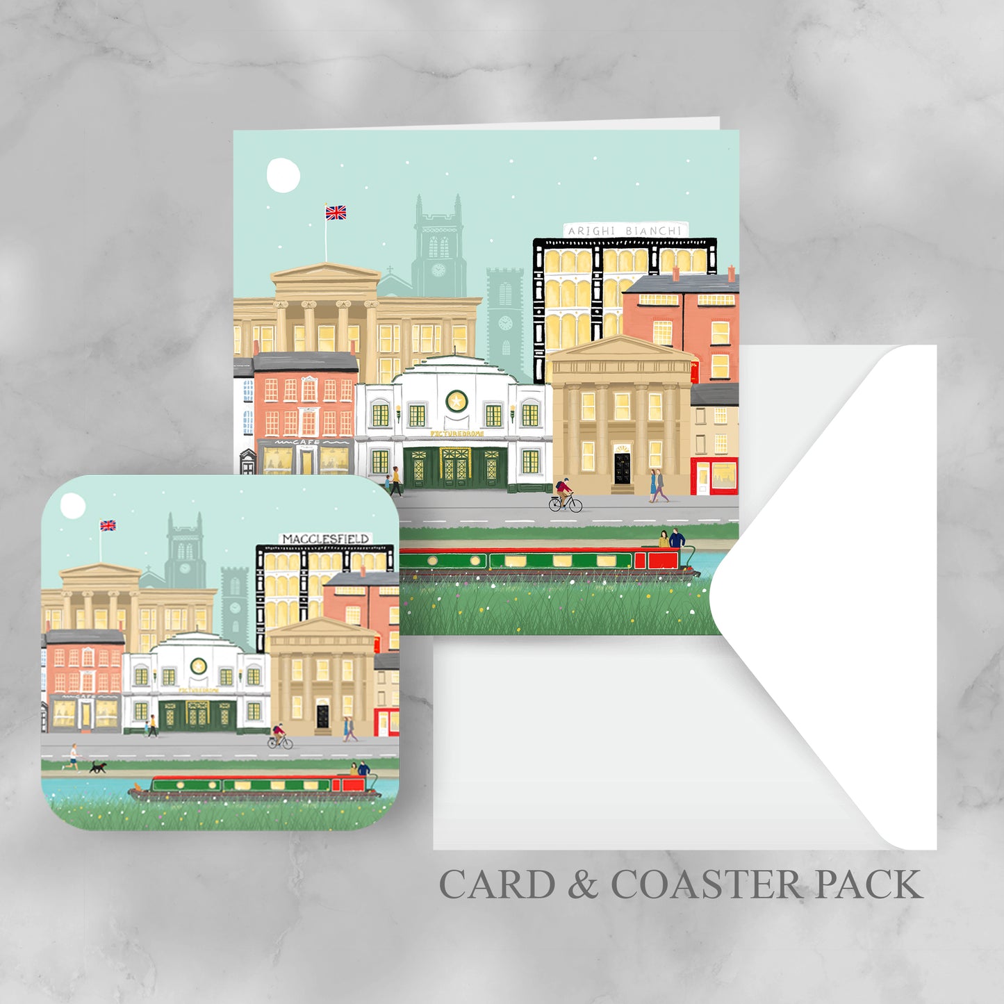 Macclesfield Scene Greeting Card, Blank inside.