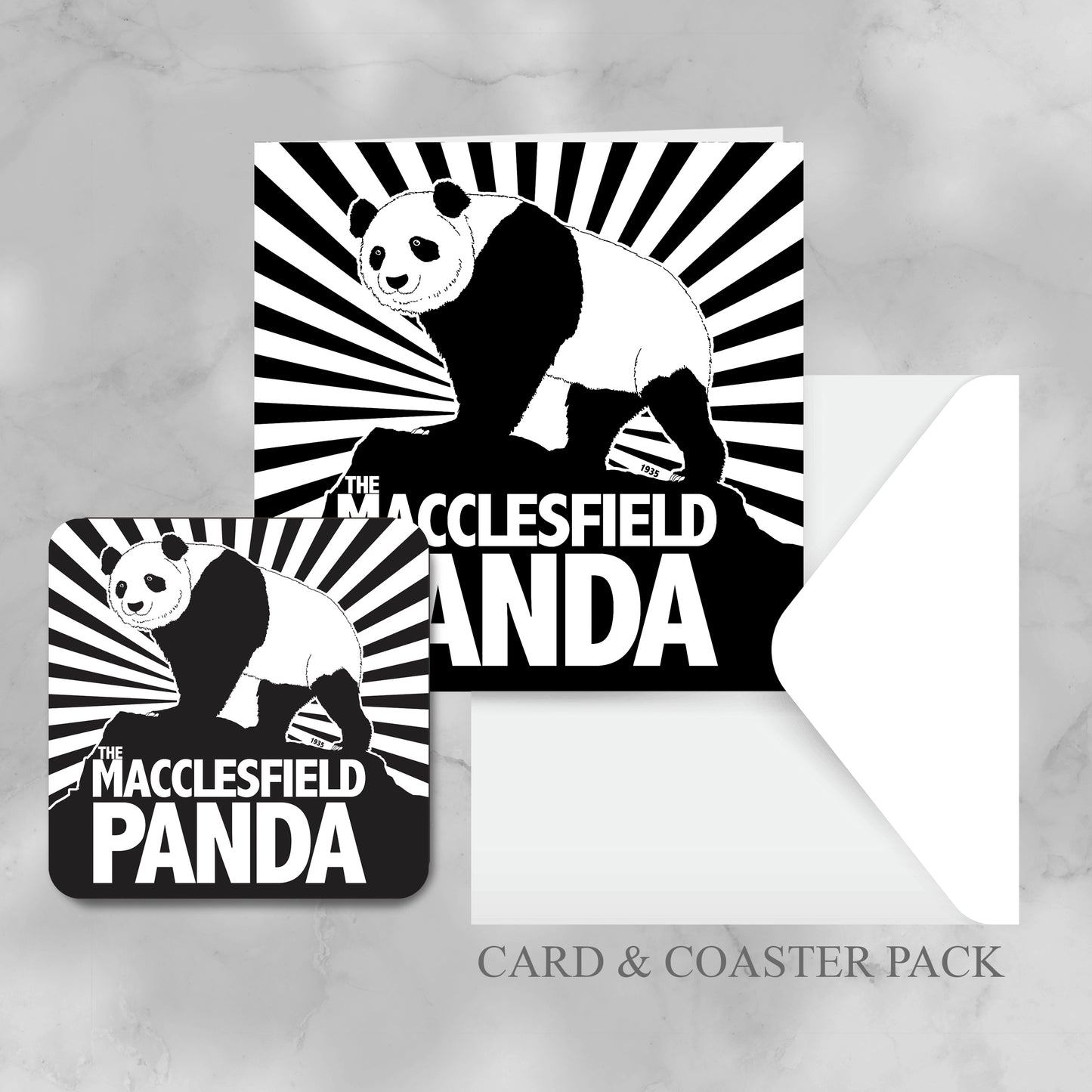 Macclesfield Panda Greeting Card, Blank inside.