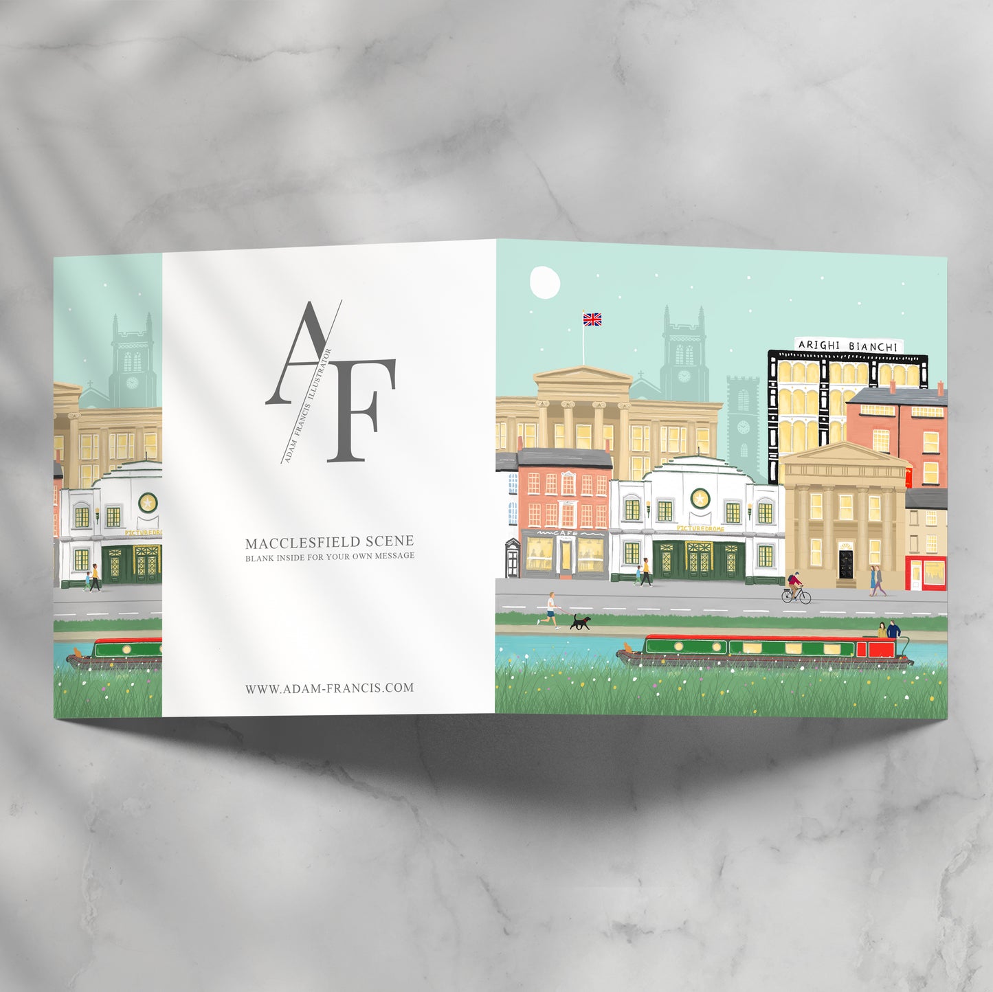 Macclesfield Scene Greeting Card, Blank inside.