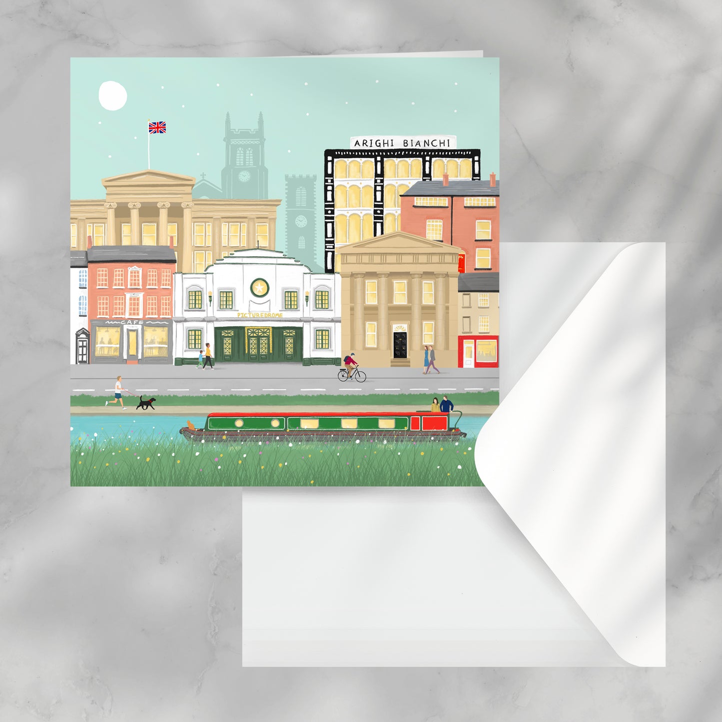 Macclesfield Scene Greeting Card, Blank inside.