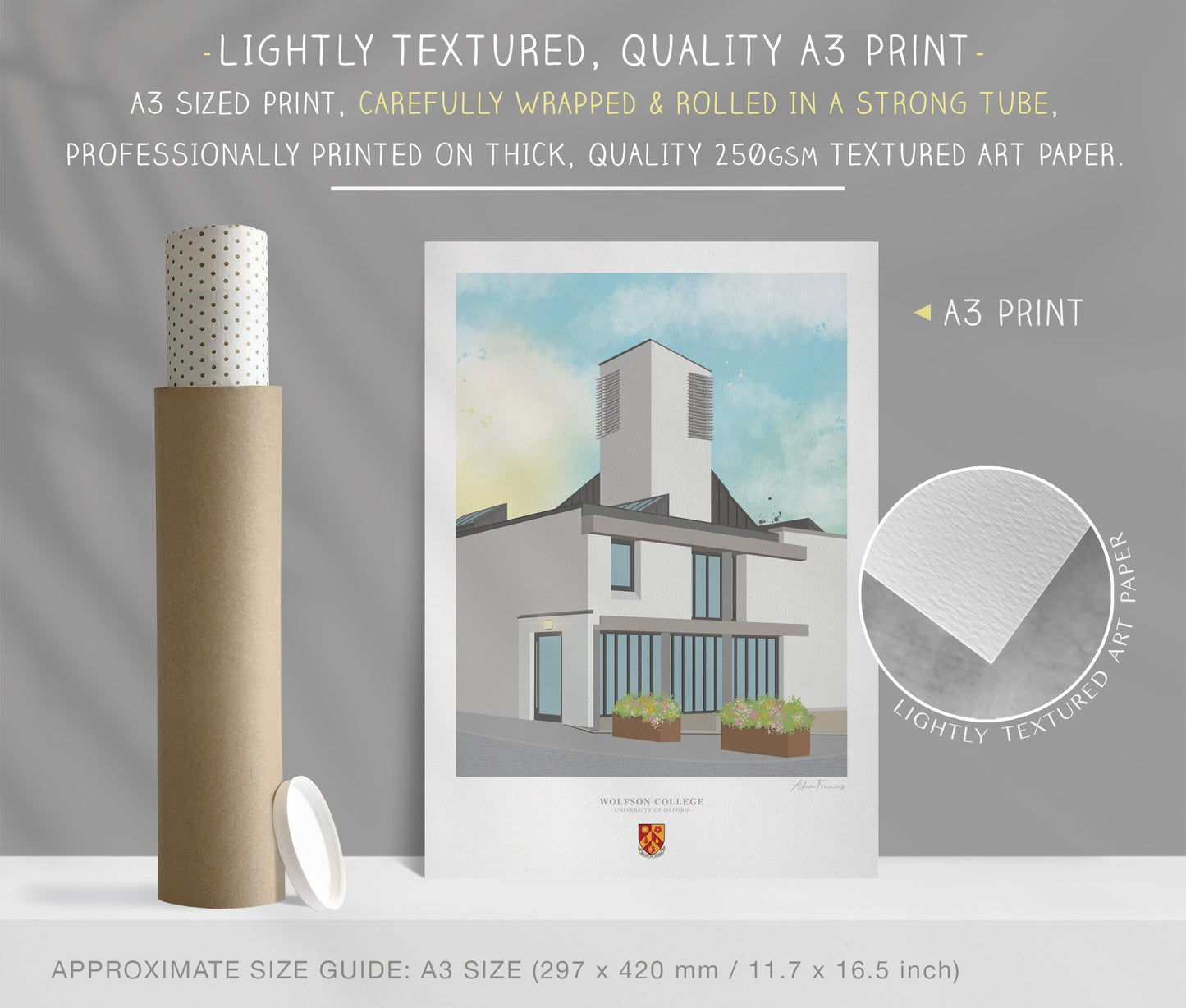 Wolfson College, University of Oxford, Art Print