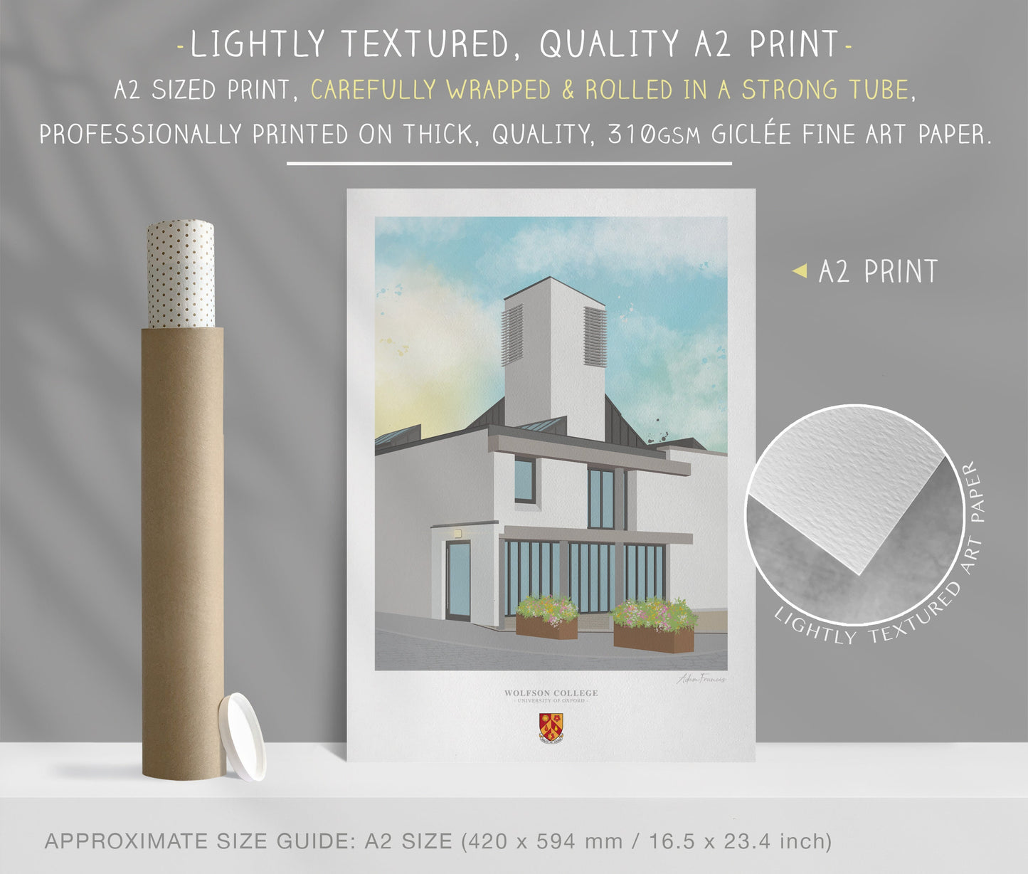 Wolfson College, University of Oxford, Art Print