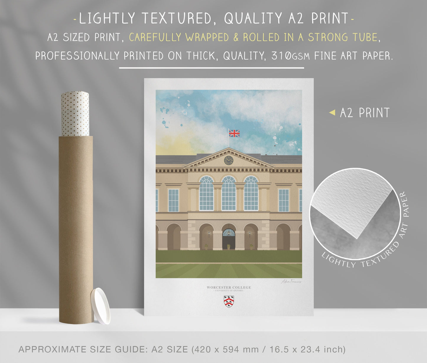 Worcester College, University of Oxford, Art Print