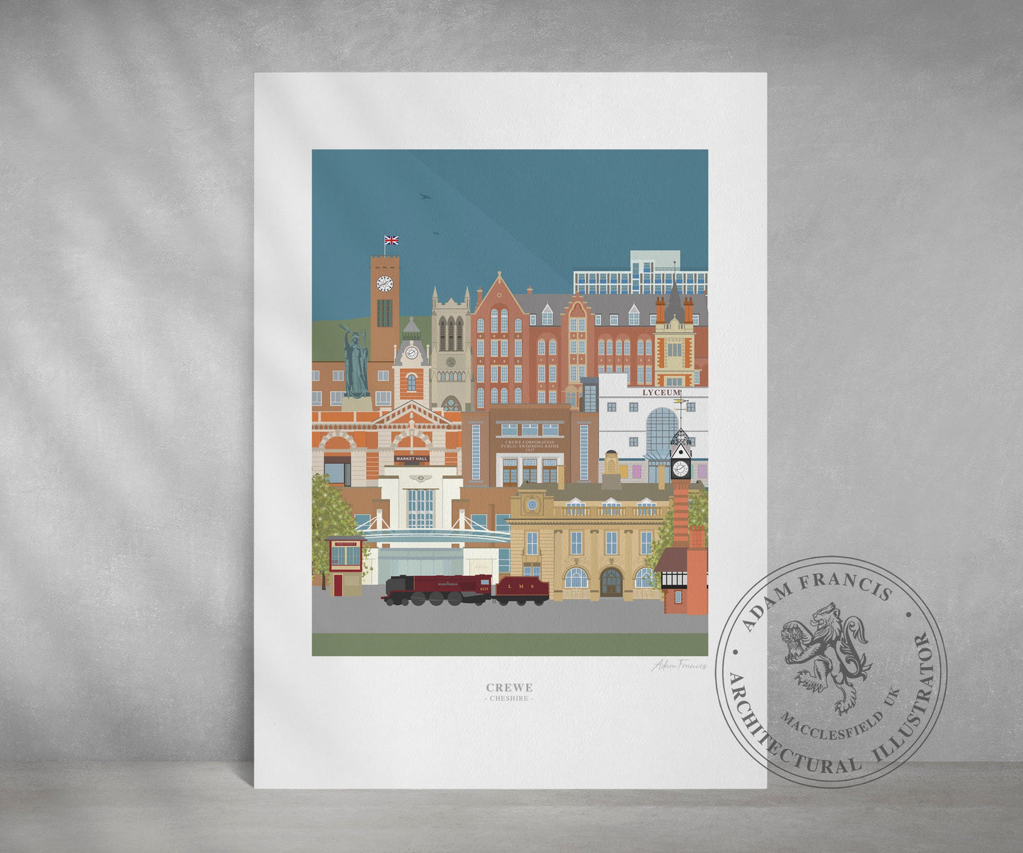 Crewe Art Print & Coaster set.
