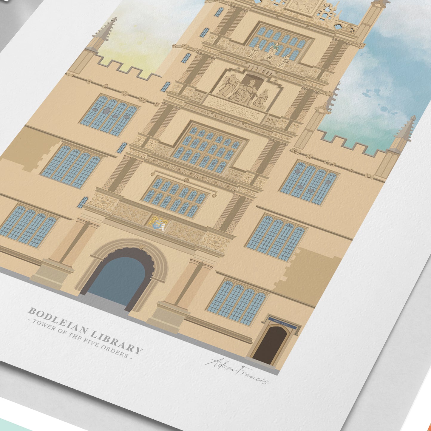 Bodleian Library, Tower of the Five Orders, Oxford, Art Print
