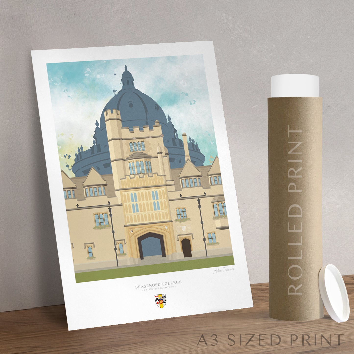 Oxford University Brasenose College artwork print