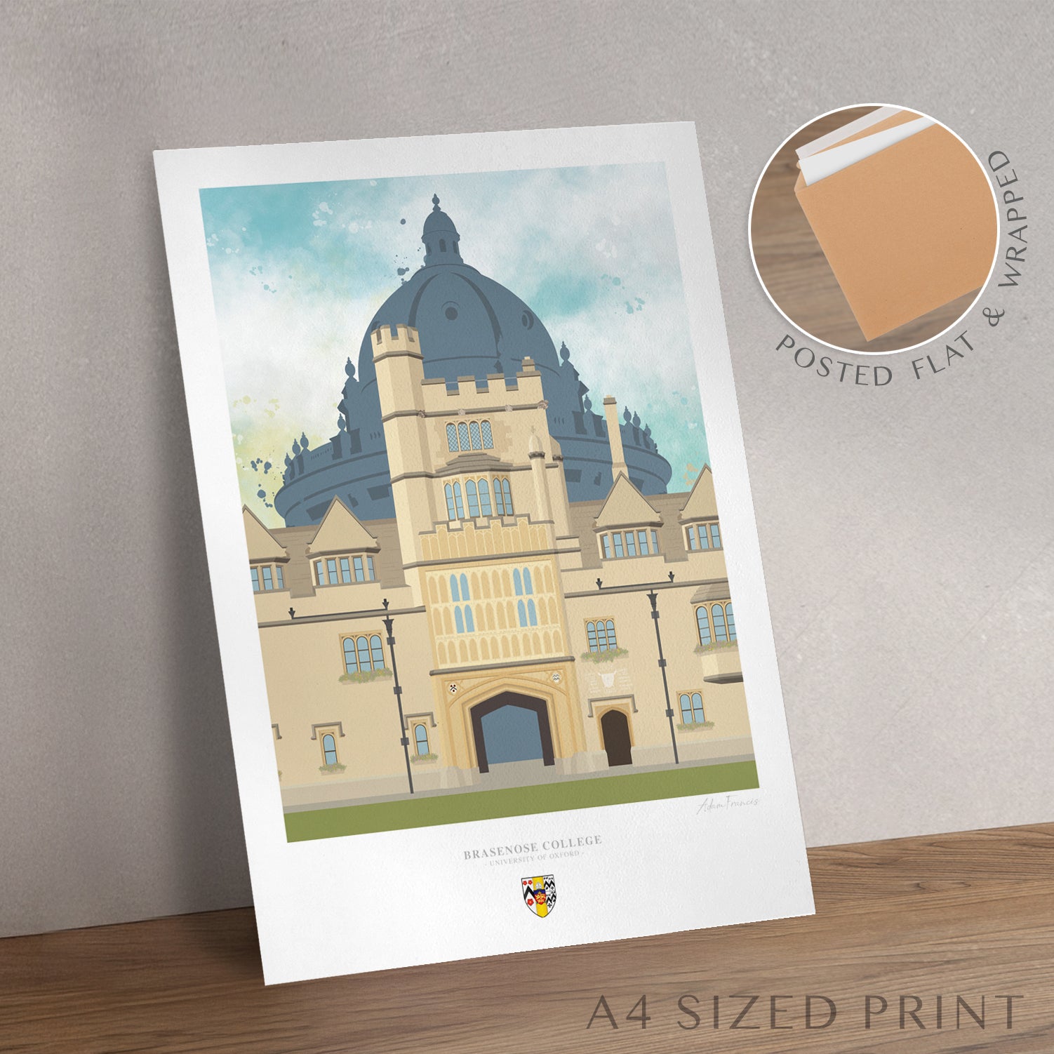 Brasenose College Oxford graduation gift wall art