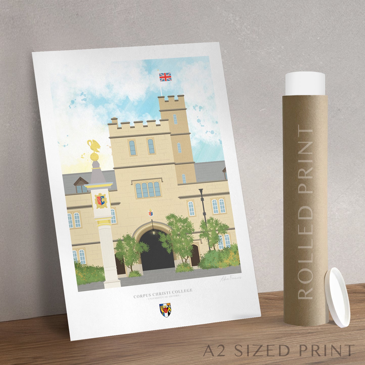 Corpus Christi College Oxford alumni gift art print