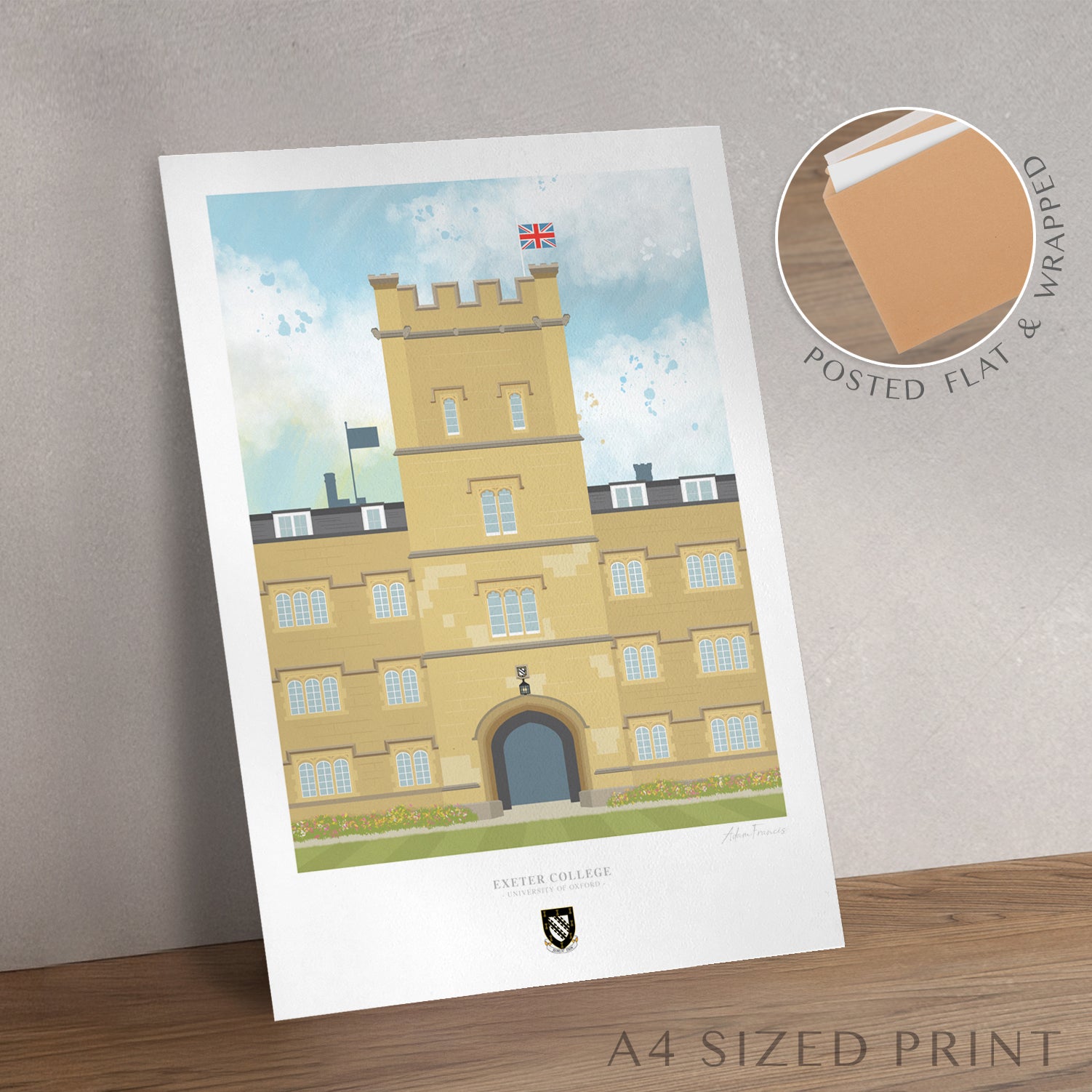 Exeter College Oxford graduation gift wall art