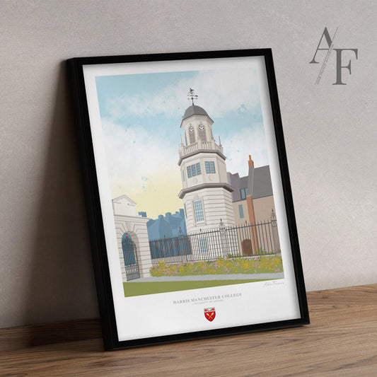 Harris Manchester College University of Oxford art print illustration