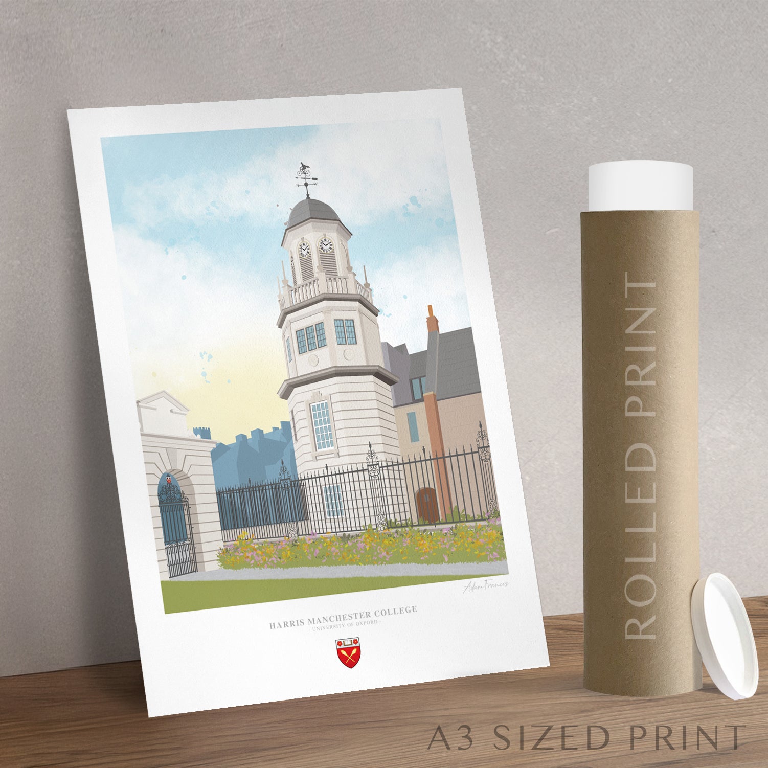 Oxford University Harris Manchester College artwork print