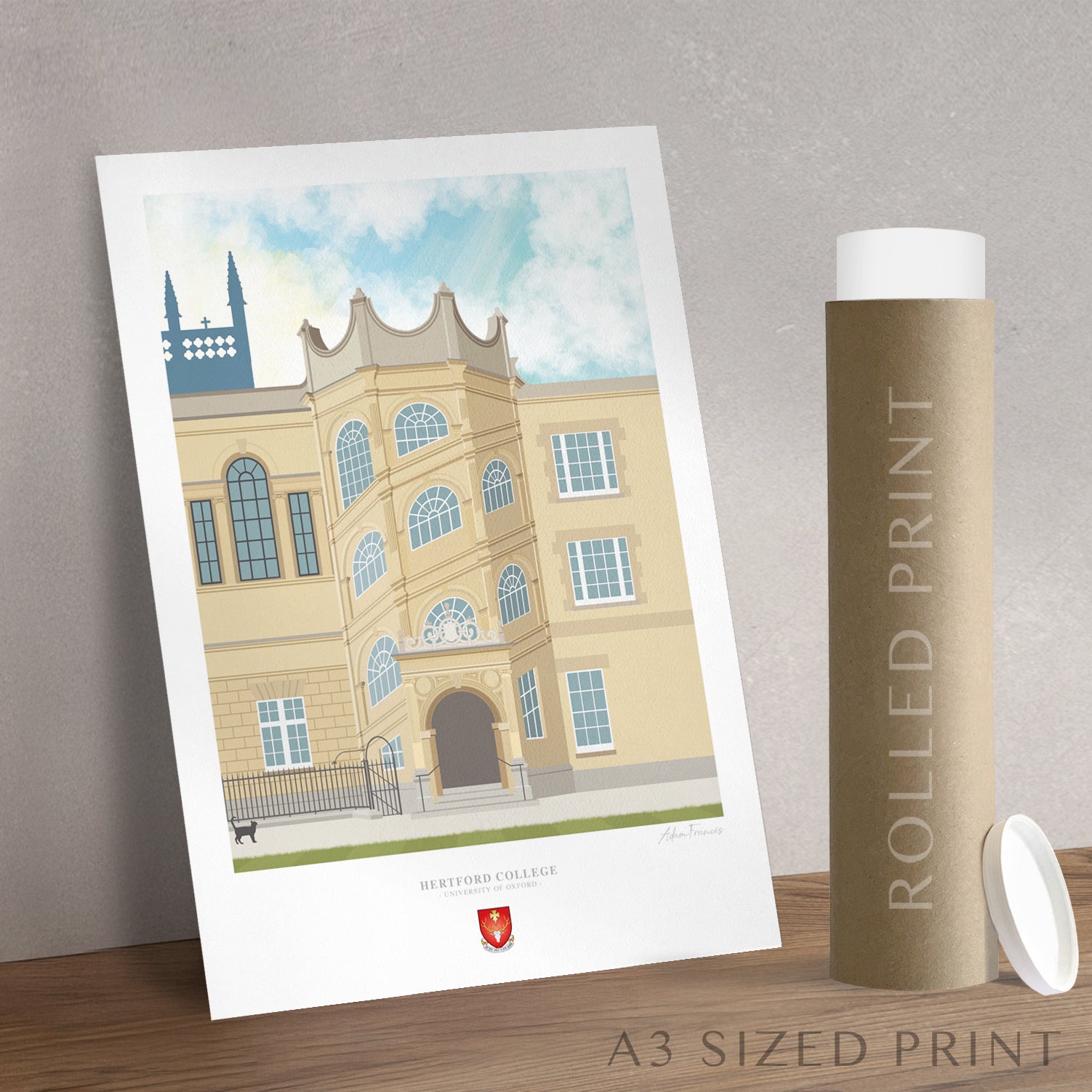 Oxford University Hertford College artwork print