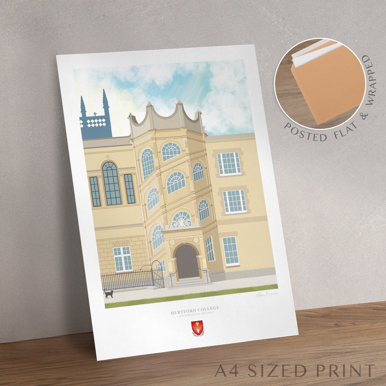 Hertford College Oxford graduation gift wall art
