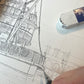 Original LARGE pen & watercolour illustration | Liberty Square Riverboat