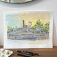 Original LARGE pen & watercolour illustration | Liberty Square Riverboat