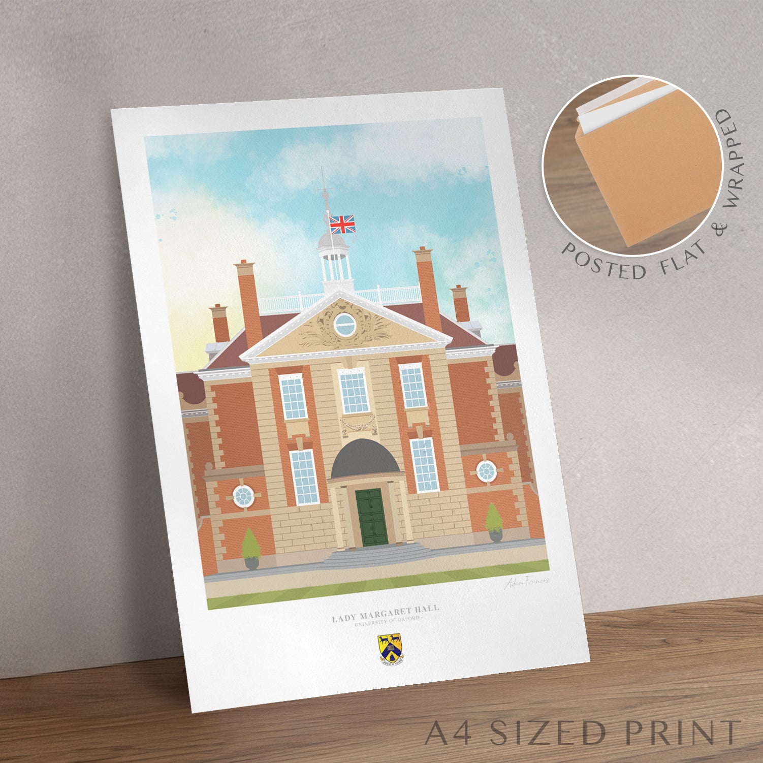 Lady Margaret Hall Oxford graduation gift wall art