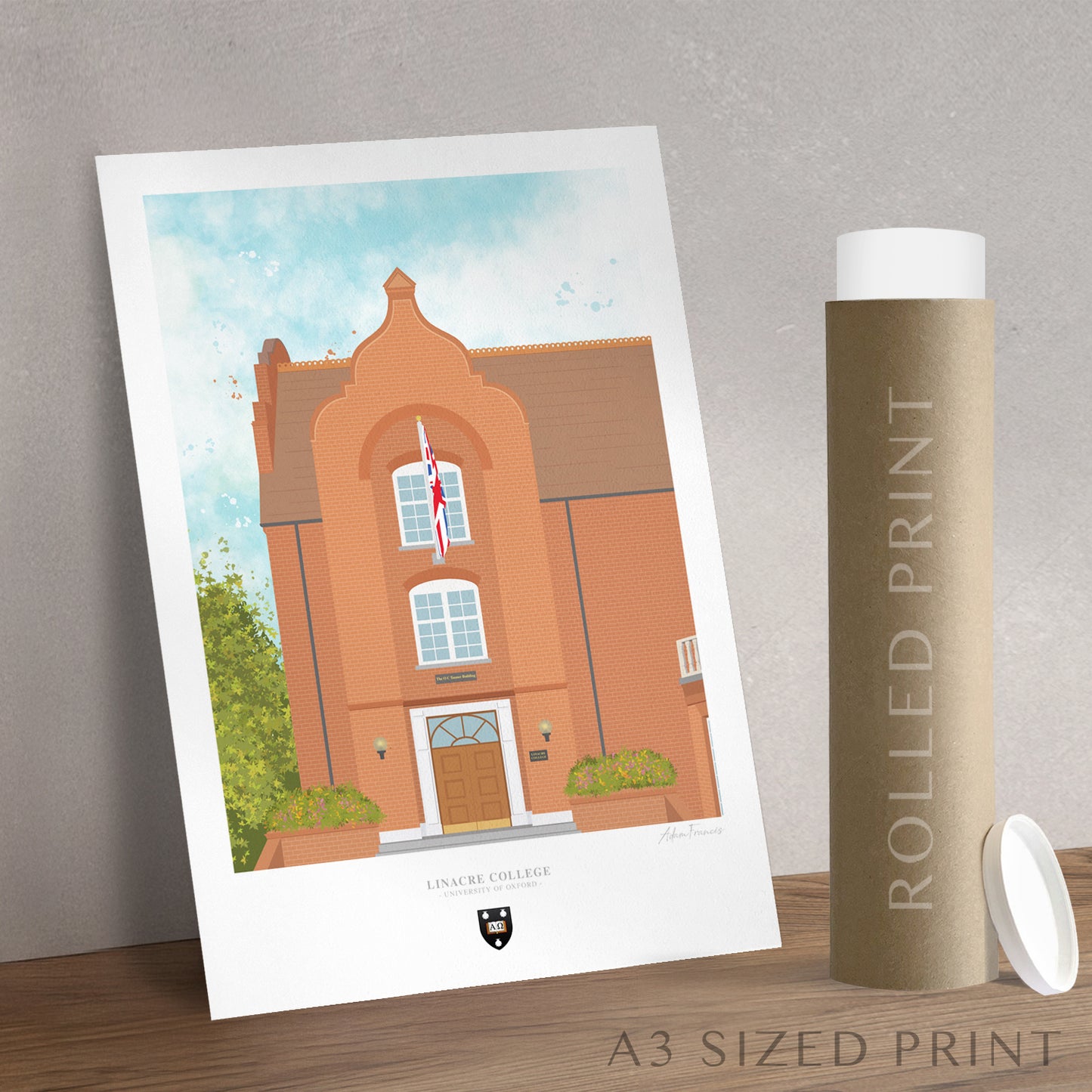 Oxford University Linacre College artwork print
