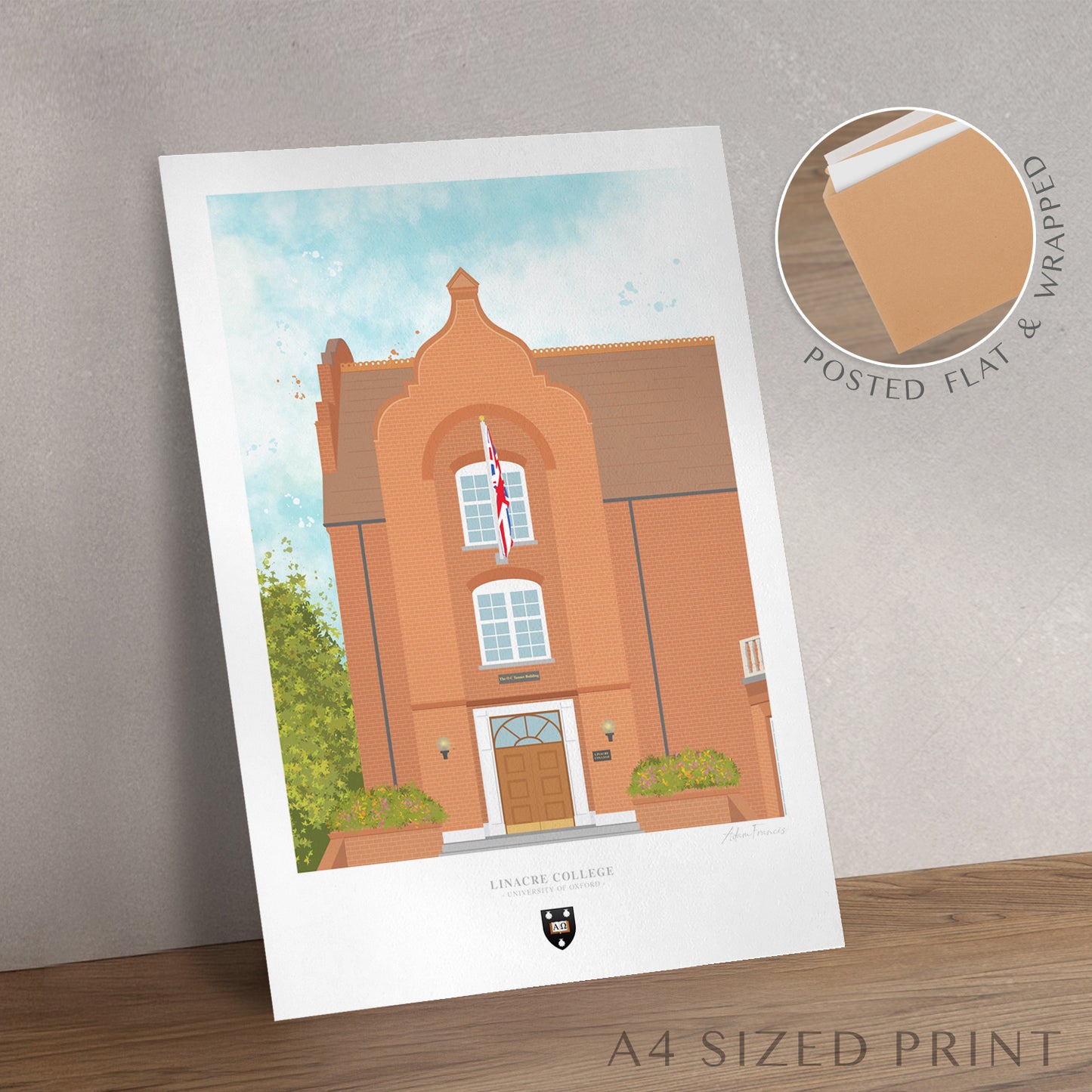 Linacre College Oxford graduation gift wall art