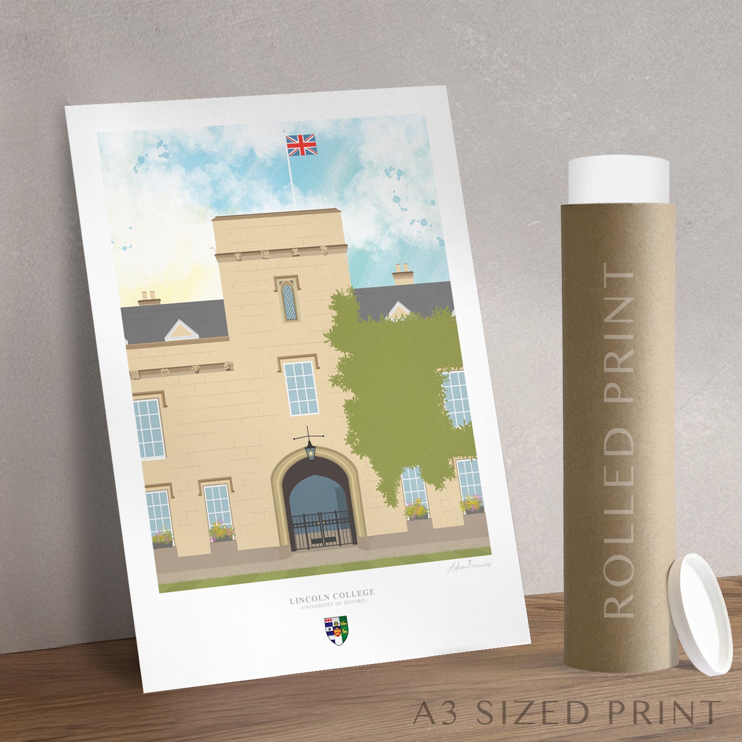 Oxford University Lincoln College artwork print