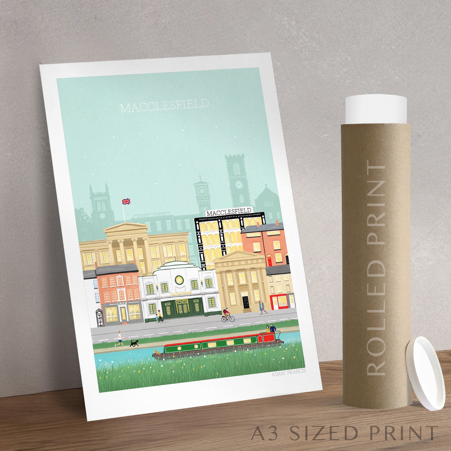 Illustrated Macclesfield landmarks wall art