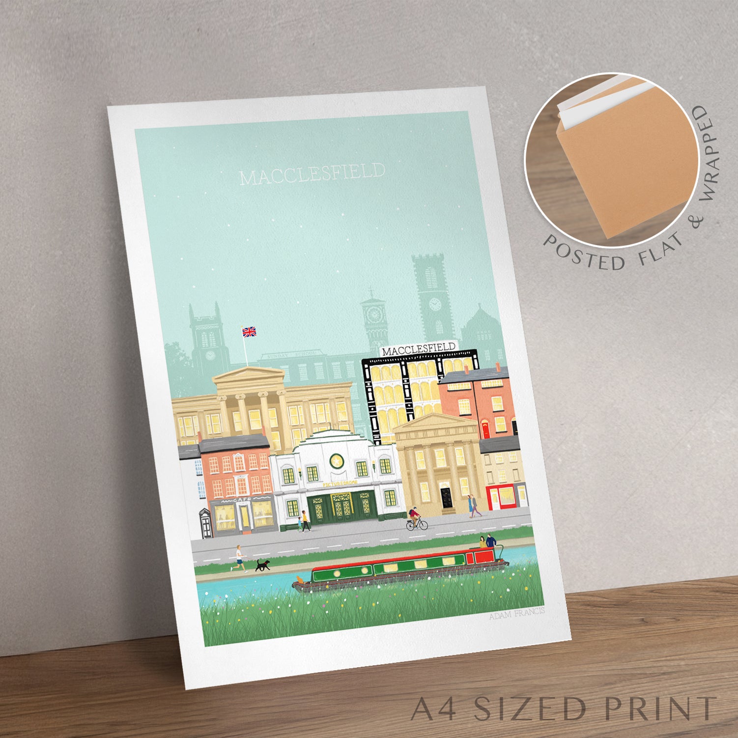 Macclesfield art print featuring historic buildings