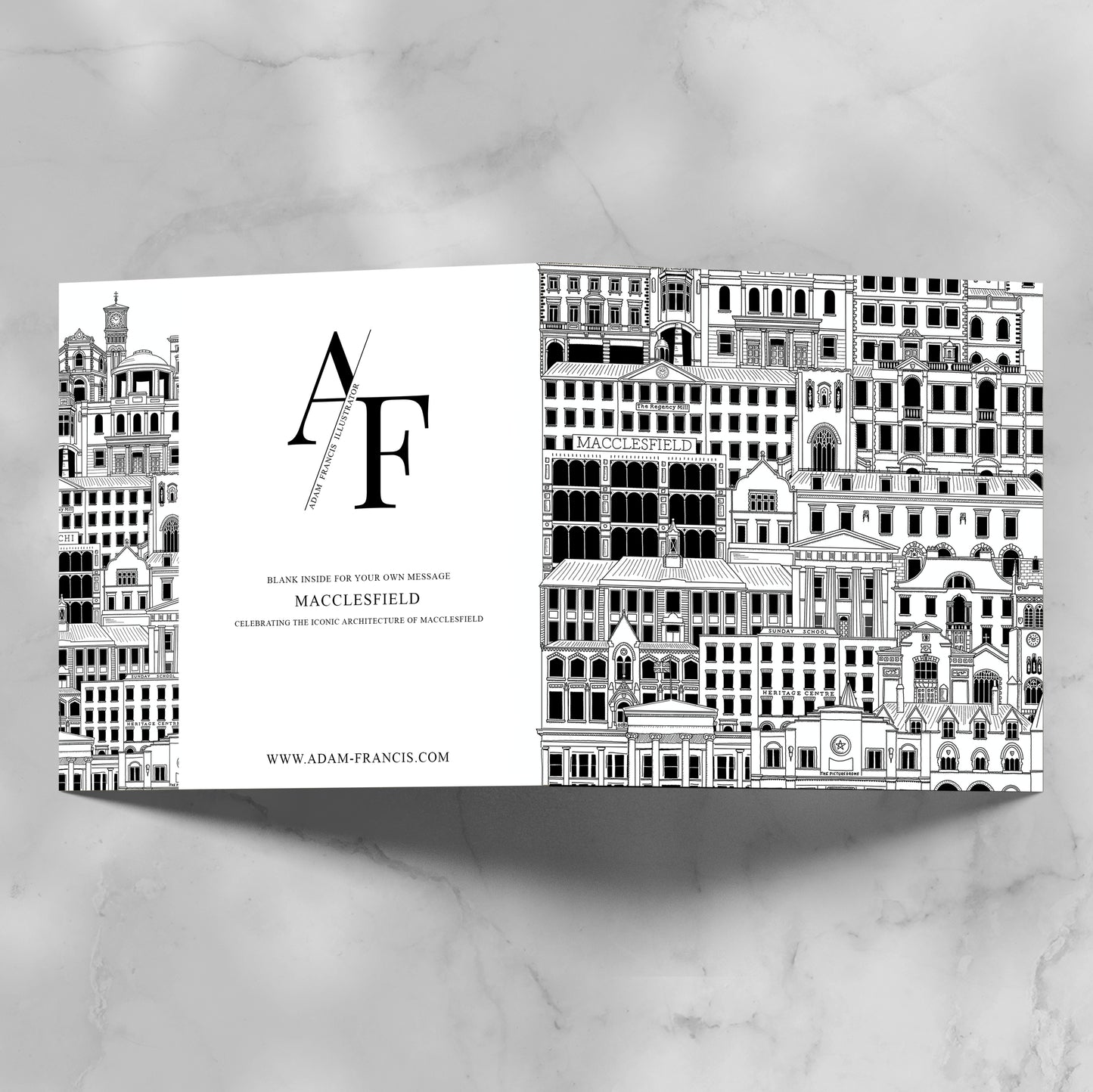 Macclesfield Architecture Greeting Card, Blank inside.