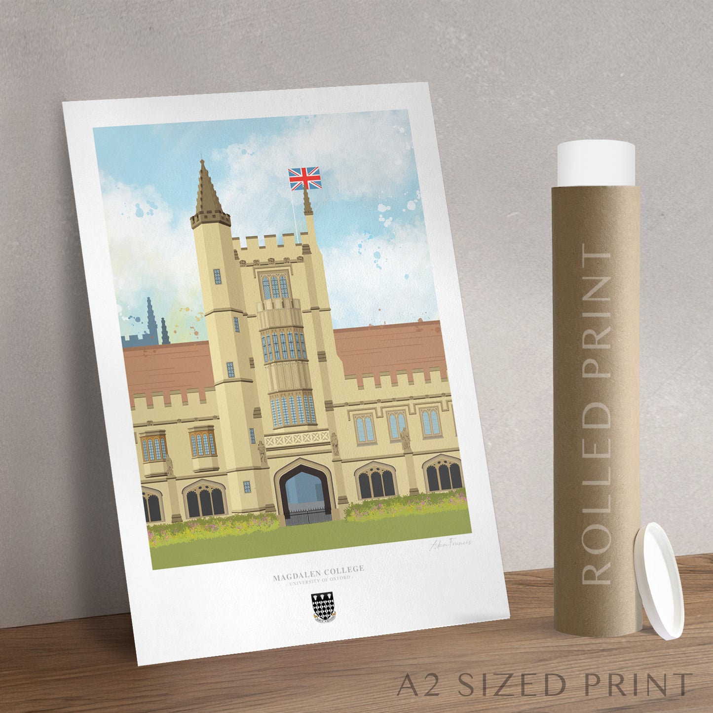 Magdalen College Oxford alumni gift art print