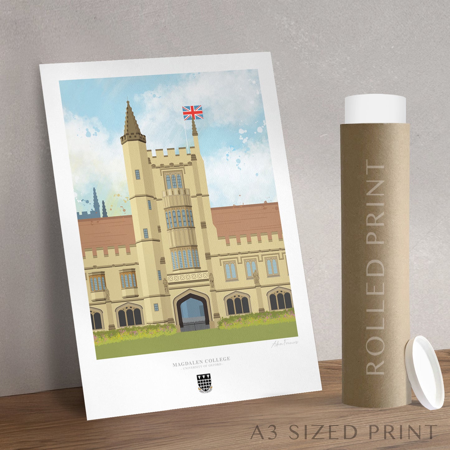 Oxford University Magdalen College artwork print