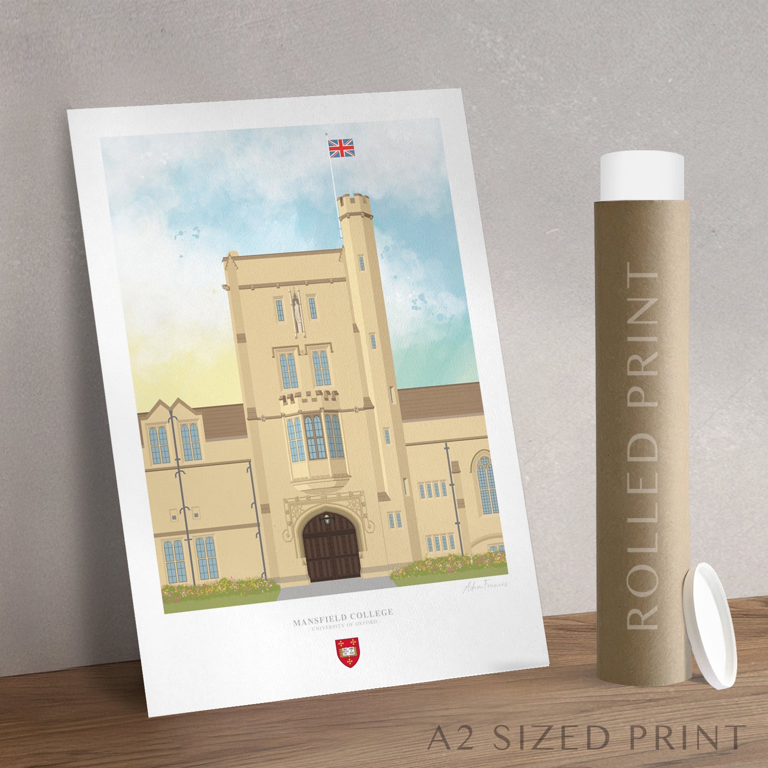 Mansfield College Oxford alumni gift art print
