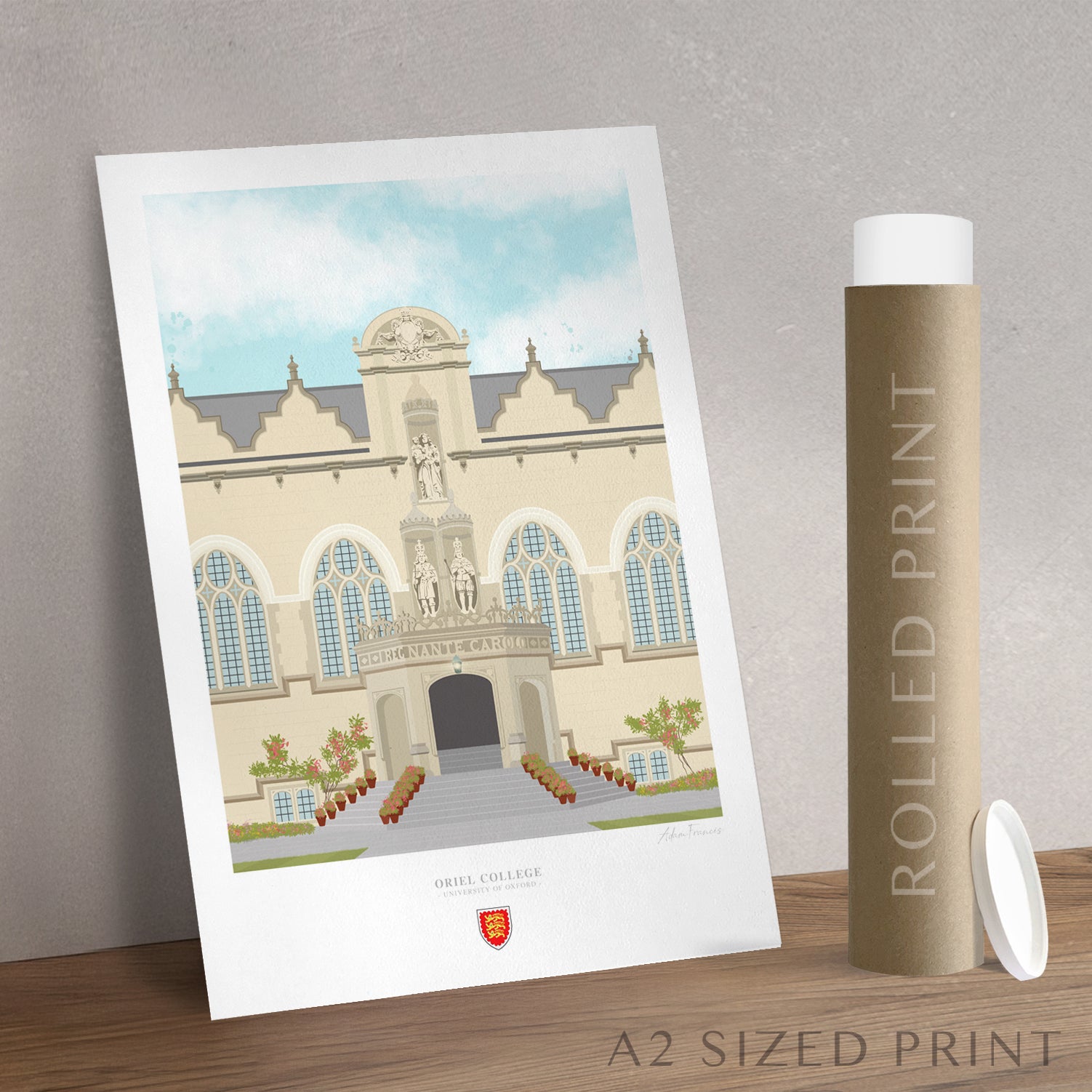 Oriel College Oxford alumni gift art print