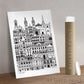 Oxford city art print featuring iconic University of Oxford buildings
