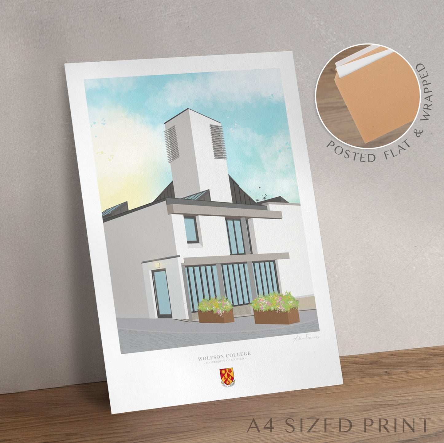 Wolfson College Oxford graduation gift wall art