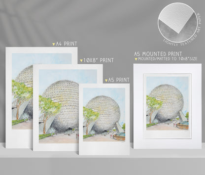Spaceship Earth, Epcot, Florida, Art Print