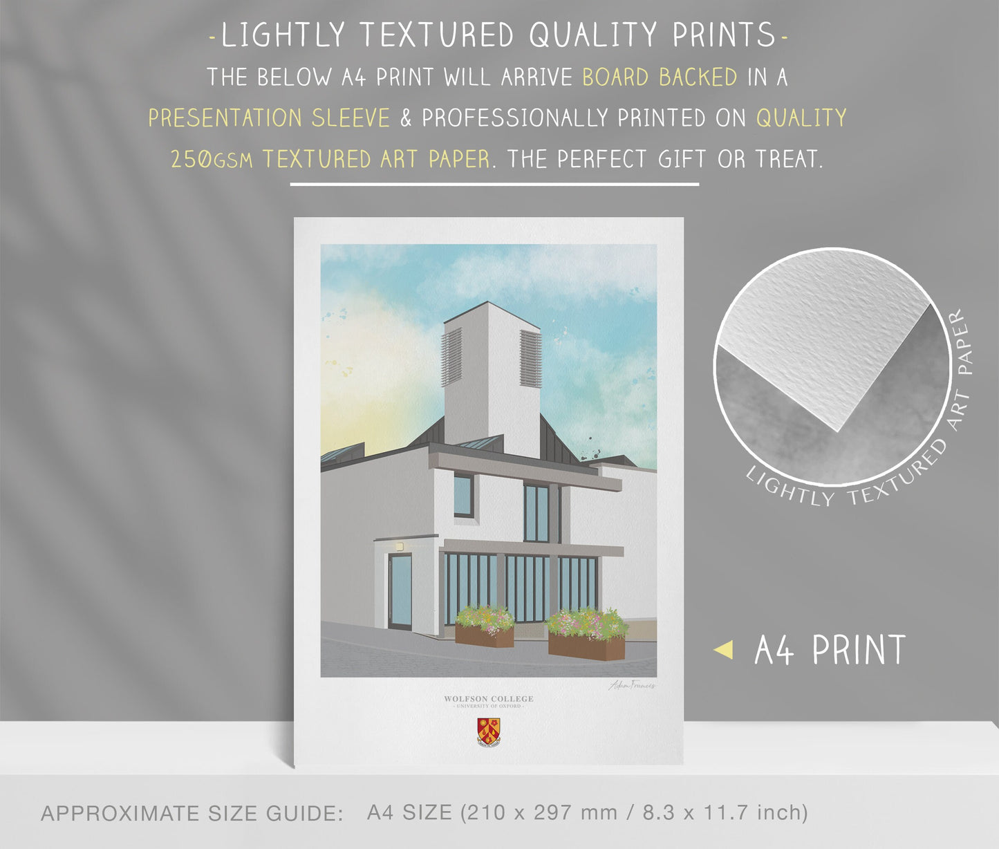 Wolfson College, University of Oxford, Art Print