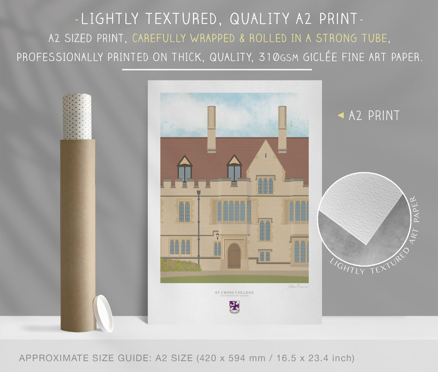 St Cross College, University of Oxford, Art Print