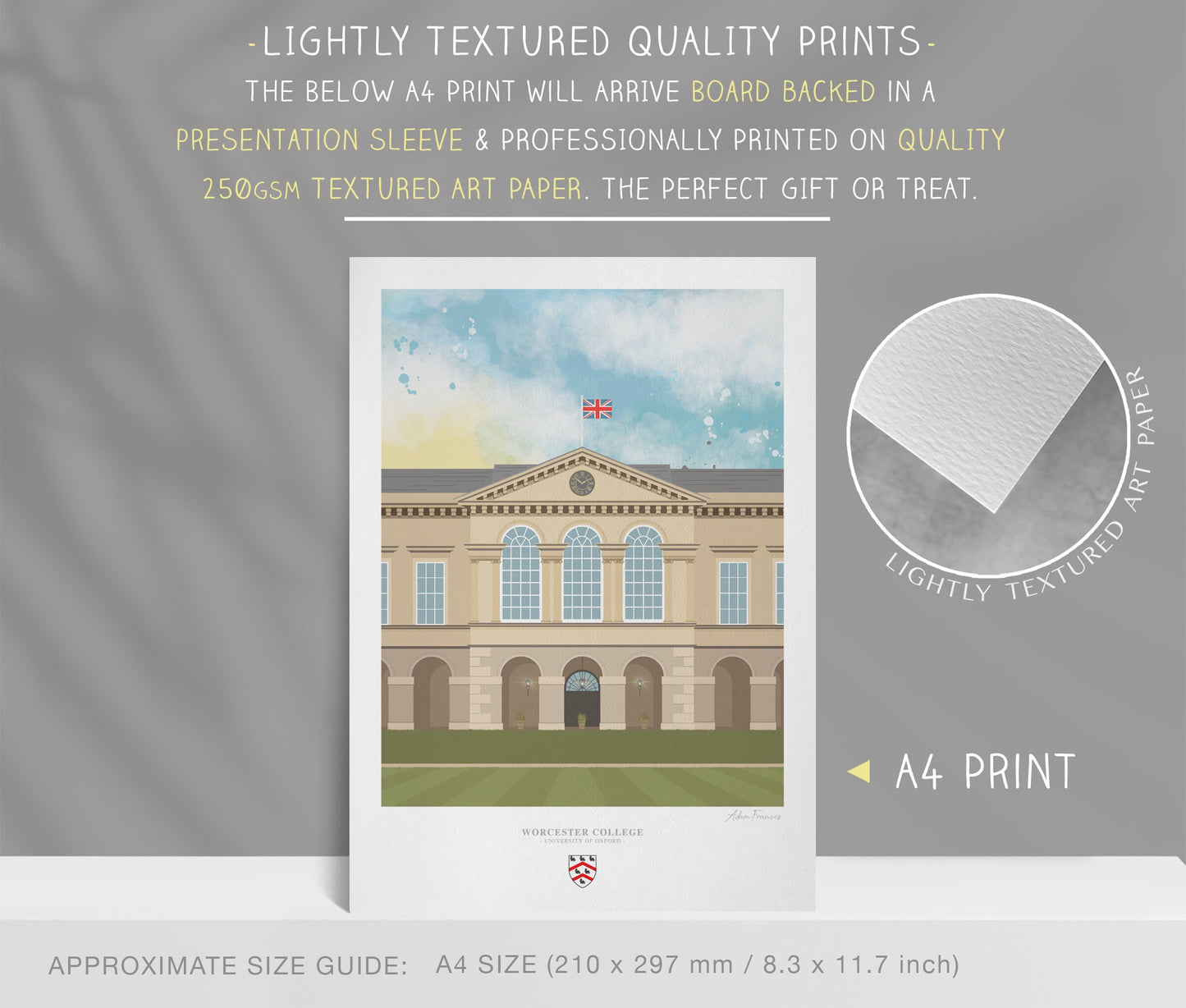 Worcester College, University of Oxford, Art Print
