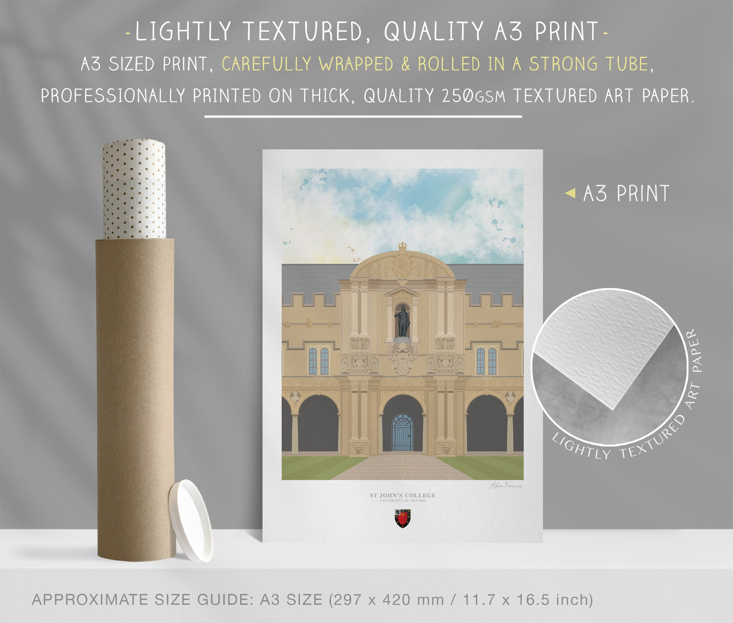 St John's College, University of Oxford, Art Print