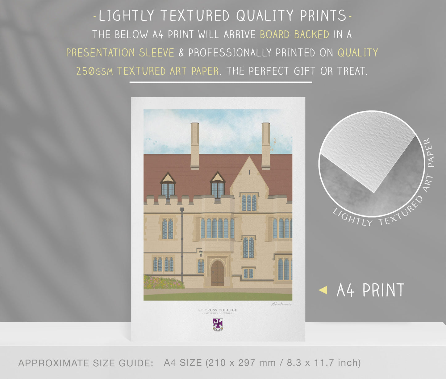 St Cross College, University of Oxford, Art Print