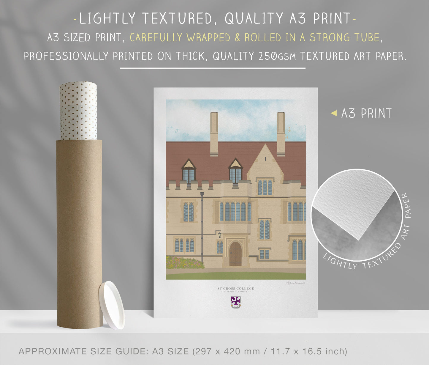 St Cross College, University of Oxford, Art Print