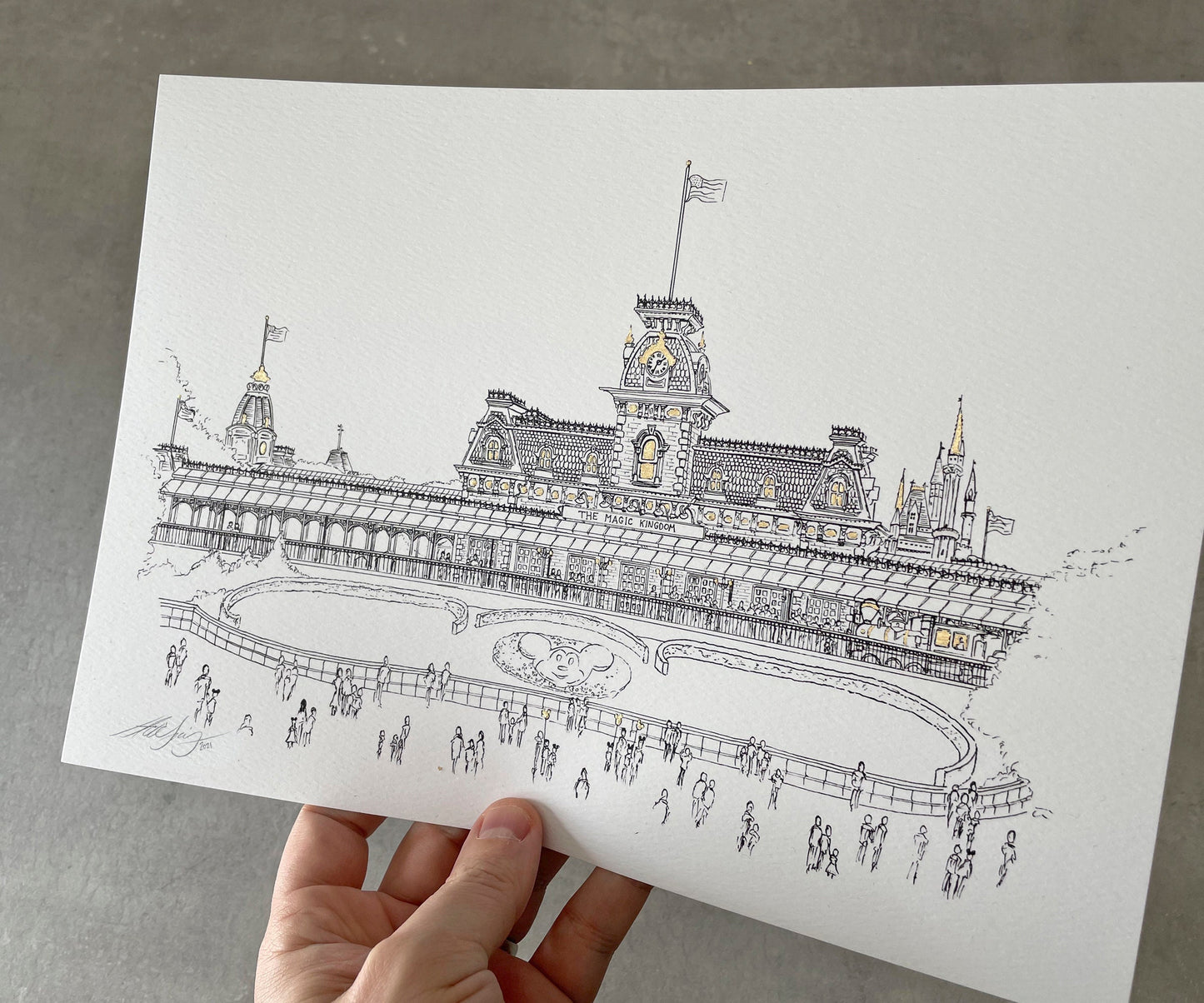 Main Street Station, Florida, Art Print, hand finished in GOLD LEAF