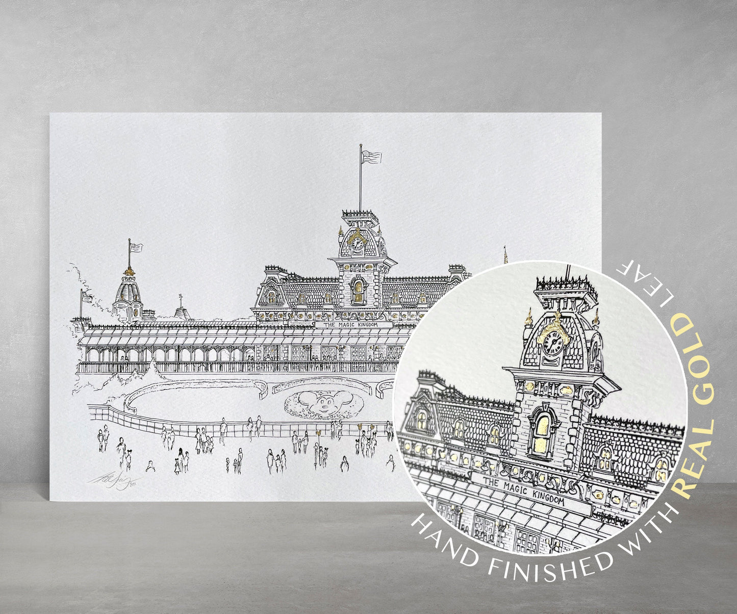 Main Street Station, Florida, Art Print, hand finished in GOLD LEAF