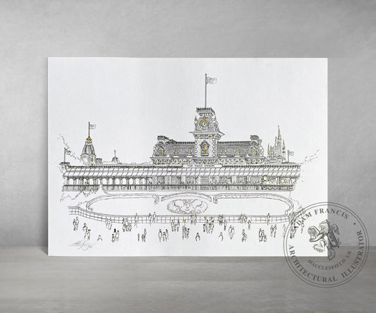 Main Street Station, Florida, Art Print, hand finished in GOLD LEAF