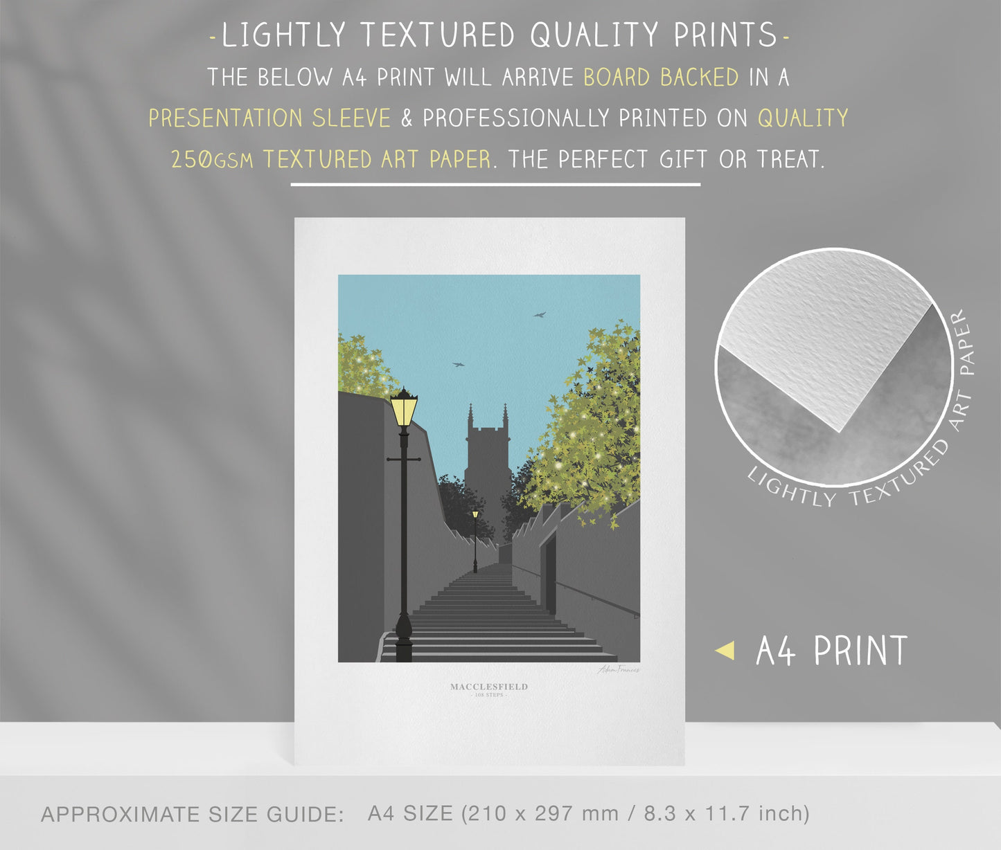 Macclesfield '108 STEPS' Art Prints